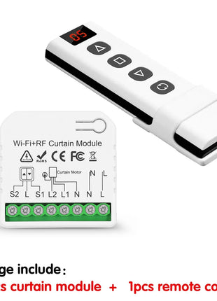 Interruttore per tende Wifi Rf Tuya Smart Life Modulo per tapparella 433 mhz 5-IN-1 Telecomando, per tende per porte e finestre del garage Alexa