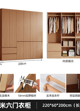 Armadio in Legno Massello di Rovere — Stile Nordico Scandinavo | Guardaroba Modulare per Camera da Letto
