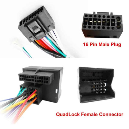 Cablaggio Quadlock Spina a 16 pin a connettore Quad Lock Adattatore cavo autoradio per Golf Mk5 Mk6 Jetta 6 Octavia Mk1 Mk2