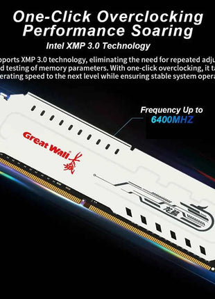 Great Wall DDR5 RAM 16GB 6400MHz Overclocking Desktop Gaming Memory Compatible Intel XMP 3.0 & AMD Expo Dimm Memoria