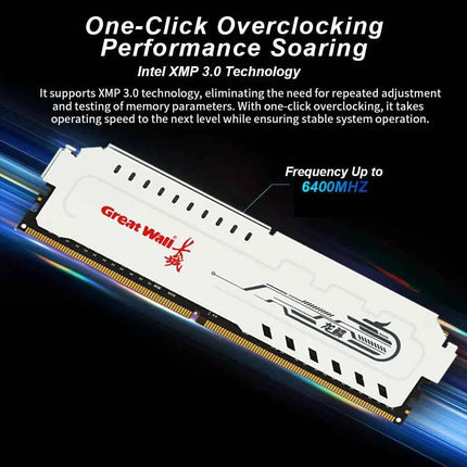 Great Wall DDR5 RAM 16GB 6400MHz Overclocking Desktop Gaming Memory Compatible Intel XMP 3.0 & AMD Expo Dimm Memoria