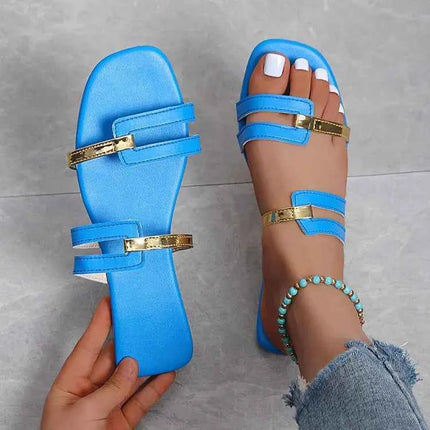 Scarpe da donna Summer Flats Flip flop Dress Shallow Casual donna Slides roma Open-toe pantofole da donna Slingback Sandals2023