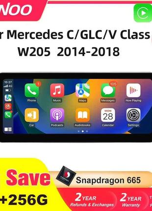 Android 14 Wireless CarPlay For Mercedes Benz C Class W205 Screen Android Auto Multimedia Navigation GPS SWC DSP 4G WiFi