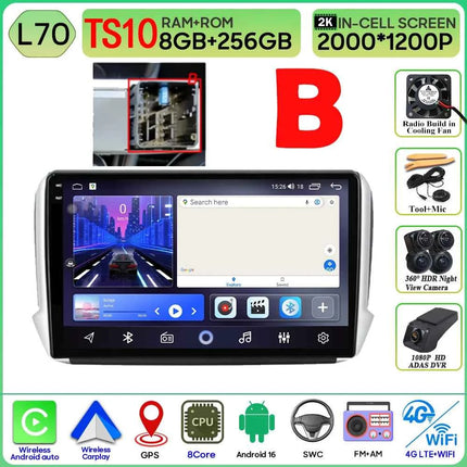 Android 16 GPS Navigation For Peugeot 2008 208 Series 2012 - 2018 Carplay Car Radio Multimedia Player Stereo Video BT 2k Screen