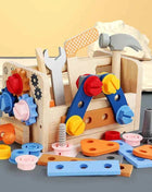 Kids Wooden Tool Bench Set with Repair Tools - Montessori Workbench, Construction & Educational Toy, Christmas Birthday Gifts