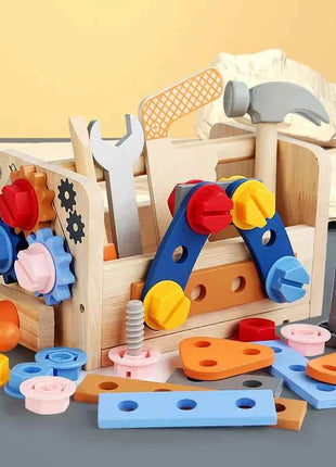 Kids Wooden Tool Bench Set with Repair Tools - Montessori Workbench, Construction & Educational Toy, Christmas Birthday Gifts