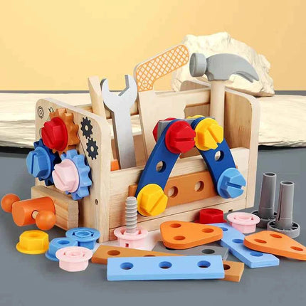 Kids Wooden Tool Bench Set with Repair Tools - Montessori Workbench, Construction & Educational Toy, Christmas Birthday Gifts