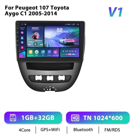 Podofo 10.1" Car Radio Wireless CarPlay Android Radio For PEUGEOT 107/Citroen C1 2005-2014 Multimedia GPS 4G WIFI BT Autoradio