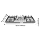 5 Burner Gas Stove Stainless Steel Gas Cooktop 1-3.3KW Gas Stove Electronic Pulse Ignition Built-in Gas Hob 2000Pa Gas Cooktop