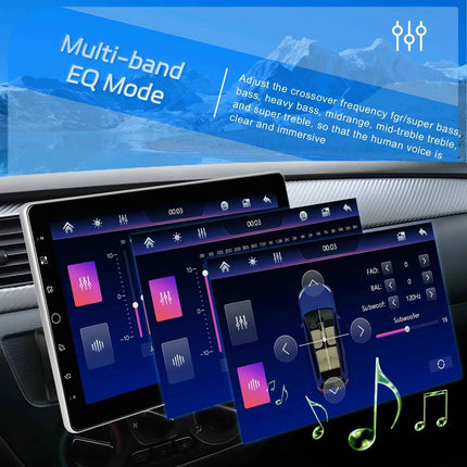 Podofo 1Din  10.1''  Car Radio Carplay Android Auto Mirror Link GPS Navi Universal Multimedia Player with BT FM radio TF USB EQ