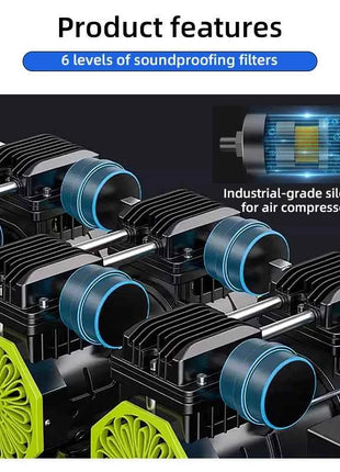 2800r/min Air Compressor Silent Oil-Free Air Compressor for Woodworking Car repair High Pressure Inflator Pump Compressor Pump