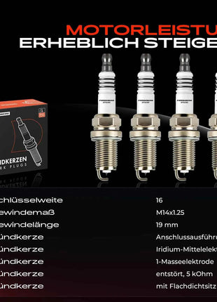 Candela d'Accensione Frankberg 4x per Suzuki Grand Vitara I Liana SX4 Swift 3 Fiat Sedici IFR6J11 7658 71750223