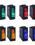 8 Pieces AC 250V/15A, 125V/20A LED Illuminated On/Off SPST 3 Pin 2 Position Mini Boat Rocker Toggle Switch Snap-in for DIY Home