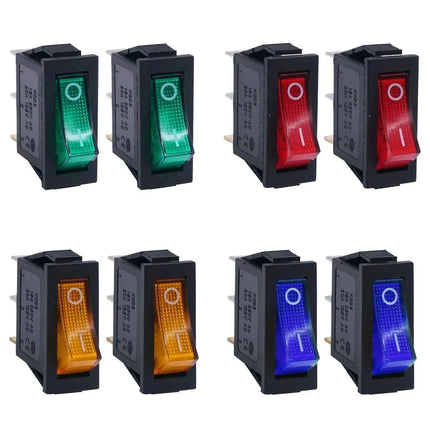 8 pezzi AC 250 V/15 A, 125 V/20 A LED illuminato On/Off SPST 3 pin 2 posizioni Mini barca interruttore a levetta a bilanciere a scatto per la casa fai da te
