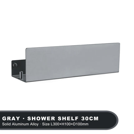 Black Bathroom Organizer Shelf With Hooks Aluminum Kitchen Decoration Shelves On Wall Shower Storage Rack Wall Mount