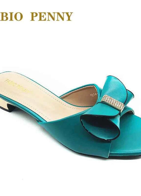 FABIO PENNY nuovo design con fiocco tinta unita elegante pantofole da donna con tacco basso e sandali con tacco medio per cena
