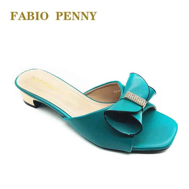 FABIO PENNY nuovo design con fiocco tinta unita elegante pantofole da donna con tacco basso e sandali con tacco medio per cena