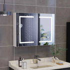 Rosahqnda anti-fog bathroom mirror cabinet with LED lighting, height adjustable shelves, 3 color temperature dimmable