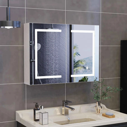 Rosahqnda anti-fog bathroom mirror cabinet with LED lighting, height adjustable shelves, 3 color temperature dimmable