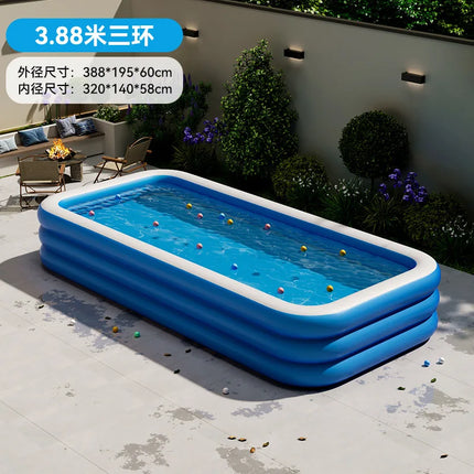 Piscina Gonfiabile in PVC Spesso, Pieghevole, Portatile, Grande per Famiglie, Giardino, Bambini e Adulti, con Scivolo, Accessori per Piscina