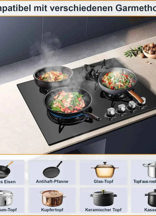 TopStrong 4-Burner Glass Ceramic Built-in Hob Natural Gas Propane Gas Hob