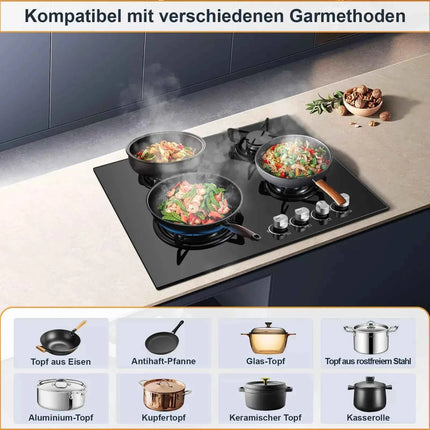 TopStrong 4-Burner Glass Ceramic Built-in Hob Natural Gas Propane Gas Hob
