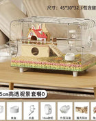 ‌Premium Hamster Cage, Thickened Acrylic Gerbil Mansion, Chew-Proof Luxury Habitat with Large Space, Ventilated Small Pet Home