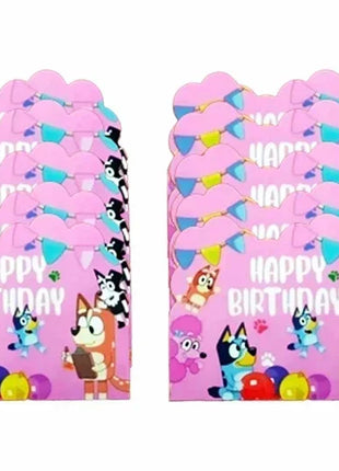 Set di Stoviglie a Tema Bluey e Bingo, Kit Completo per Feste, Decorazioni per Compleanni e Atmosfera Domestica