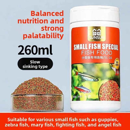 SUNSUN Premium Small Granule Fish Food for Guppies and Tetras, Color Enhancing & Complete Nutrition for Small Tropical Fish