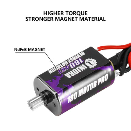 INJORA 180 Brushed Motor 48T 55T with Stainless Steel Pinion for 1/18 RC Crawler TRX4M Upgrade (INM11)
