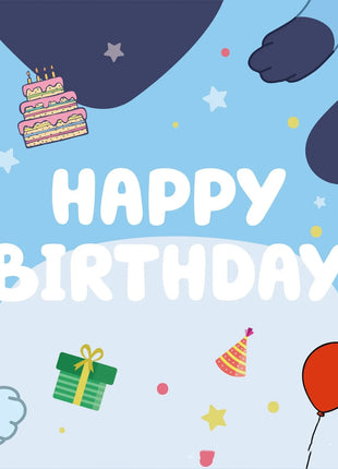 Decorazioni per feste di compleanno a tema Bluey/Bingo, set di piatti di carta usa e getta, striscione, bandierine per torta, palloncini a forma di cane.
