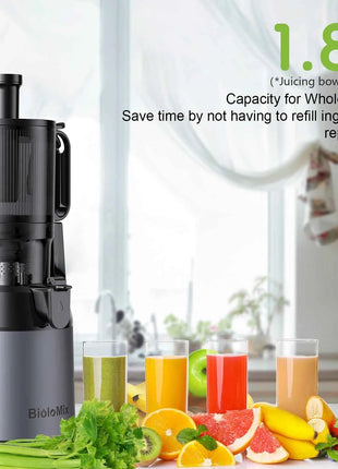 BioloMix Cold Press Juicer,with 130mm Feed Chute,Fit Whole Fruits & Vegetables,High Juice Yield,BPA FREE Slow Masticating Juicer