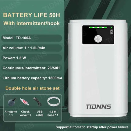 Aquarium Fish Tank Oxygen Pump Charging Dual-Purpose Air Pump Usb Lithium Battery Household Portable Fishing Mute 6000mA Outdoor