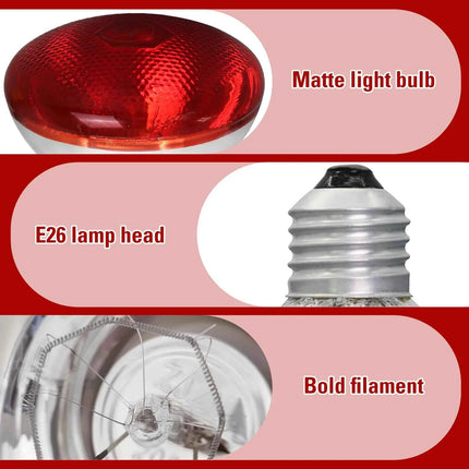 Day Night Infrared Heat Lamp 100W/150W/200W/250W/275W Red Heat Lamp Bulb for Brooder Coop Chicks Snake Amphibian Pet Reptile
