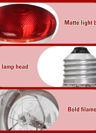 Day Night Infrared Heat Lamp 100W/150W/200W/250W/275W Red Heat Lamp Bulb for Brooder Coop Chicks Snake Amphibian Pet Reptile