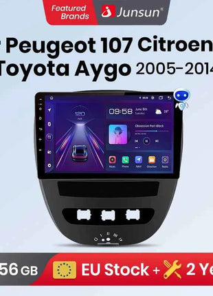 Junsun V1 Plus For Peugeot 107 Toyota Aygo Citroen C1 2005 - 2014 Car Radio wireless CarPlay Android Auto No 2 din 2din DVD