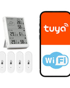 Tuya WiFi Stazione Meteo Kit Termoigrometro Intelligente Gateway WiFi E Termoigrometro Esterno IP65 Impermeabile 433 mhz con Avviso App