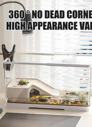 Turtle Tank Reptile Tank Tortoise Aquarium Habitat Aquatic Tortoise Aquarium Resistant Hydroponic Tank Fish Tank Vivarium Box