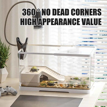 Turtle Tank Reptile Tank Tortoise Aquarium Habitat Aquatic Tortoise Aquarium Resistant Hydroponic Tank Fish Tank Vivarium Box