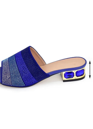 Latest Women's Crystal Pumps Luxury Rhinestone 2024 New Fashion Slippers Sandals Party Low Heels Elegant Italian Women's Shoes