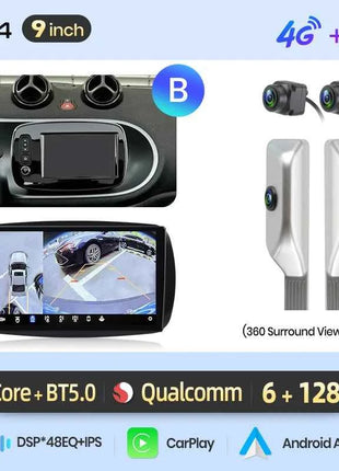 Junsun 8 Core Wireless CarPlay Android Auto Car Radio For Mercedes Benz Smart 453 Fortwo 2014-2020 4G WiFi GPS Navigation Stereo