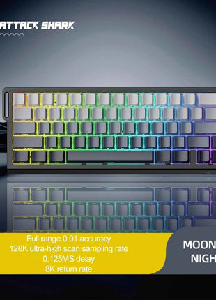 X68HE ATTACK SHARK Magnetic Gaming Keyboard Mechanical Wired for Pro Gaming 0.01mm Rapid Trigg 8000Hz SOCD/Rs 0.125ms 128K Rate