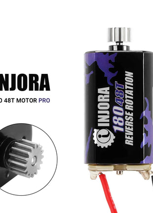 INJORA 180 Brushed Motor 48T with Stainless Steel Pinion for 1/18 1/24 FMS FCX18 FCX24 Upgrade (INM14)