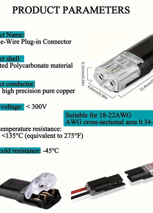Electric Wire Connector No Strip Quick Dual Line Cable Interconnection Detachable Automotive Terminal Plug Universal Quality