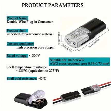 Electric Wire Connector No Strip Quick Dual Line Cable Interconnection Detachable Automotive Terminal Plug Universal Quality