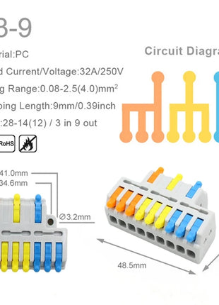 5/10PCS Universal Compact Wire Connector Quick Splitter Electrical Cable Terminal Block For 28-12AWG Small Wiring Connector