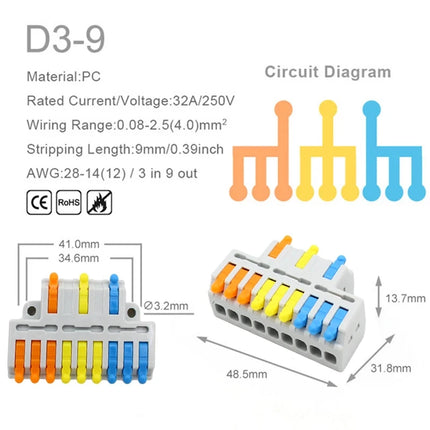 5/10PCS Universale Compatto Cavo Connettore Splitter Rapido Cavo Elettrico Morsettiera Per 28-12AWG Piccolo Connettore di Cablaggio