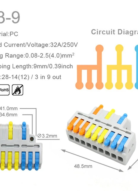 5/10PCS Universale Compatto Cavo Connettore Splitter Rapido Cavo Elettrico Morsettiera Per 28-12AWG Piccolo Connettore di Cablaggio