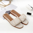 Pantofole piatte da donna estate in pelle punta quadrata donna appartamenti infradito Designer signore diapositive sandali scarpe da donna sandali di lusso