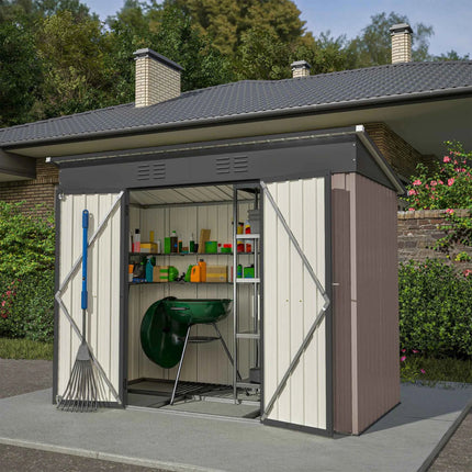 8x4 FT Metal Tool Shed Garden House Including Metal Foundation (without Floor), Weatherproof Garden Shed